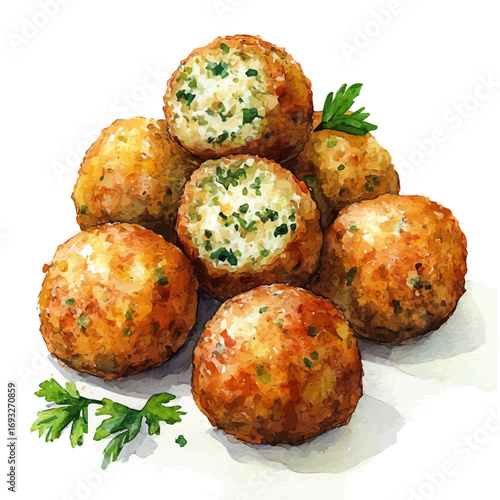 Falafel, watercolor drawing vector, isolated on a white background.