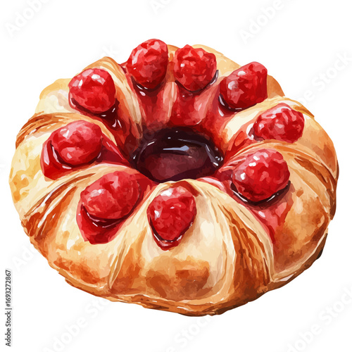 watercolor of Danish Pastry, vector, isolated on a white background.