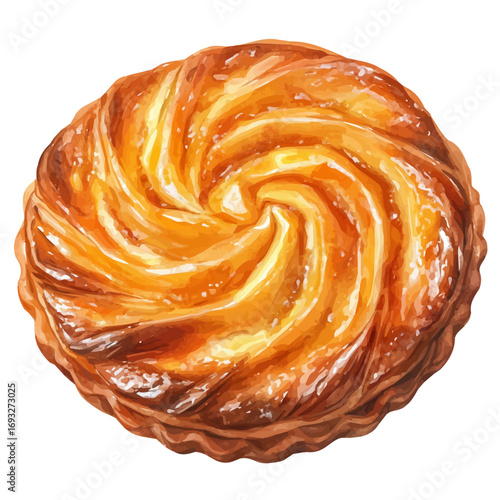 Danish Pastry, watercolor drawing vector, isolated on a white background.