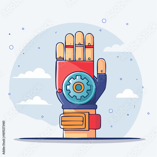 Futuristic Hand Wearing Technological Glove