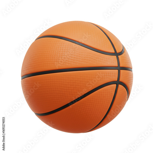 A vibrant, textured orange basketball, meticulously crafted with detailed black lines, showcasing its spherical shape against a dark background, ready for play or display.