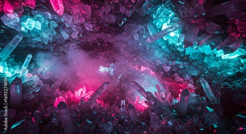 Wallpaper Mural a pink and blue abstract background with lots of crystals Torontodigital.ca
