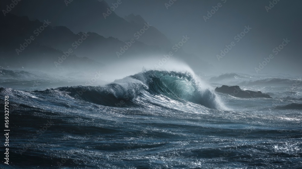 Naklejka premium Powerful ocean wave