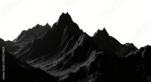 a black and white photo of a mountain range