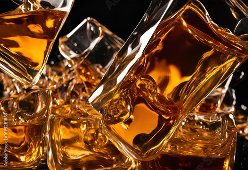 whiskey beverage splash isolated dark background