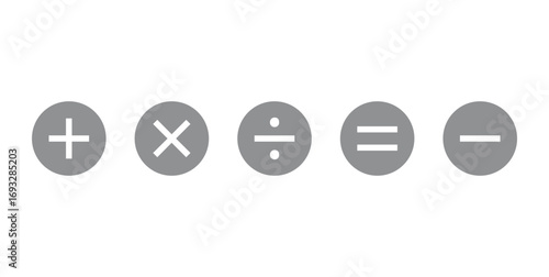 Five Basic Arithmetic Operations Symbols in Mathematics.