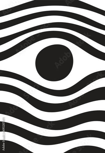 Illustration design wall art line strip eye psychedelic