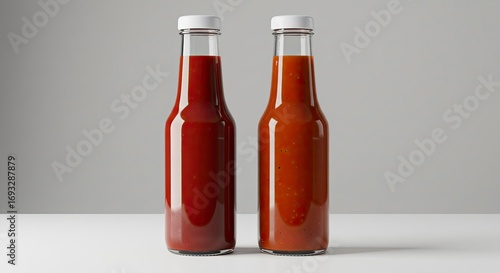 Two Glass Bottles of Red Sauce