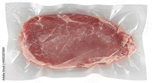 Vacuum Sealed Raw Pork Chop Isolated on White Background