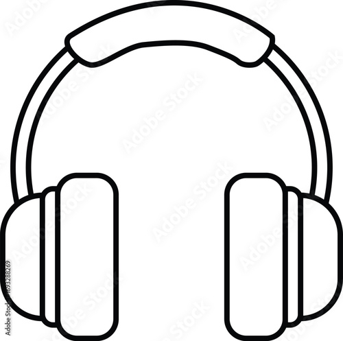 Simple outline icon of modern headphones for audio listening and music playback vector