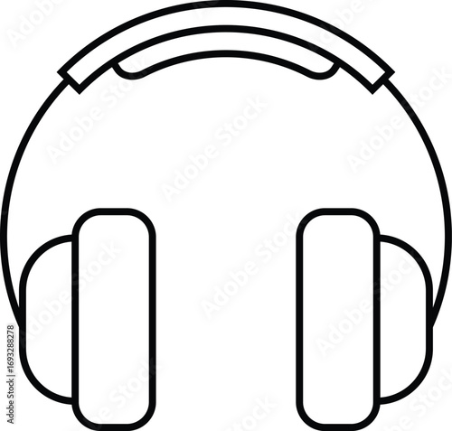 Simple outline icon of over-ear headphones for audio listening and music enjoyment vector