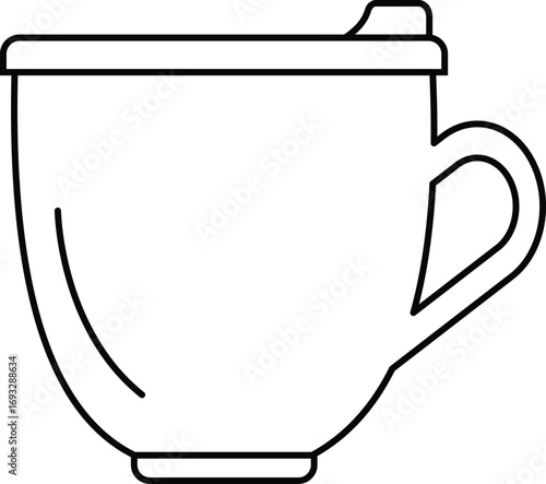Simple outline of a coffee cup with handle for graphic design and icons vector