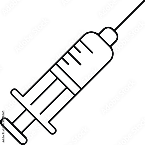 Simple medical syringe icon with needle for healthcare and medicine applications vector
