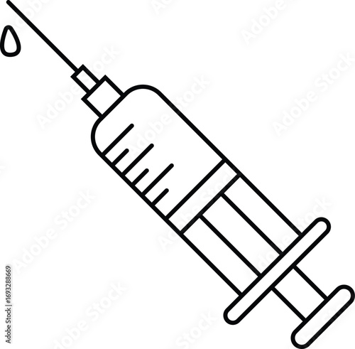 Simple outline syringe icon for medical and healthcare purposes and graphic design vector