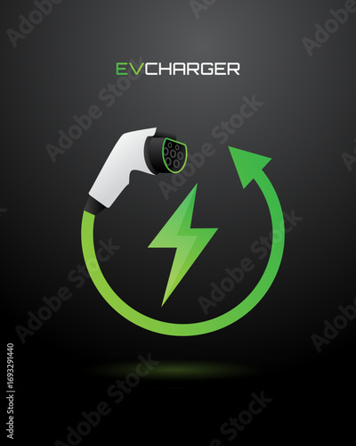 EV charger icon illustration vector with green color