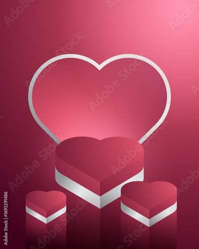 love shape podium background with pink color