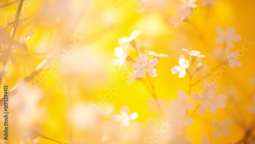 Soft focus golden yellow autumn leaves with gentle light