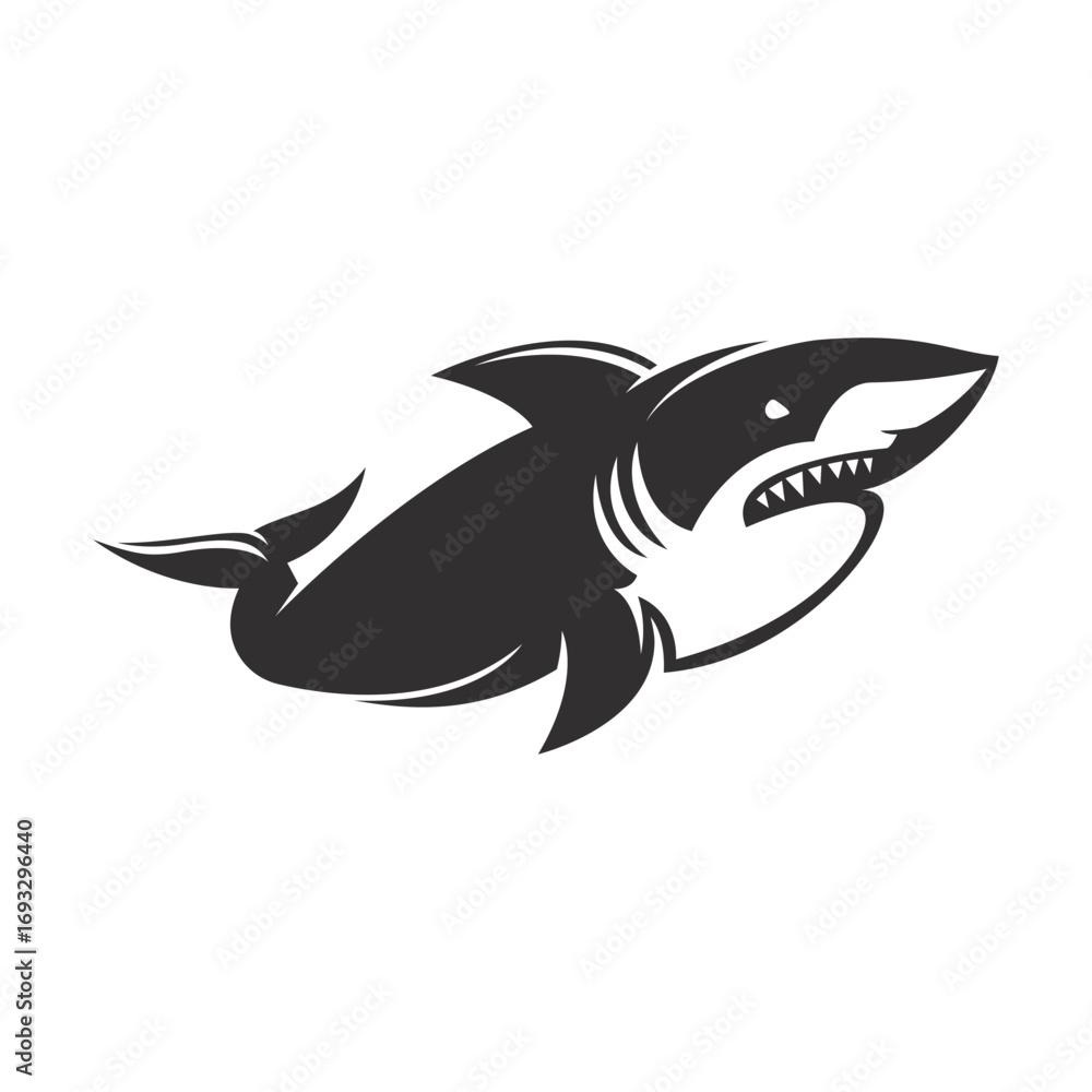 Obraz premium angry shark logo vector icon illustration