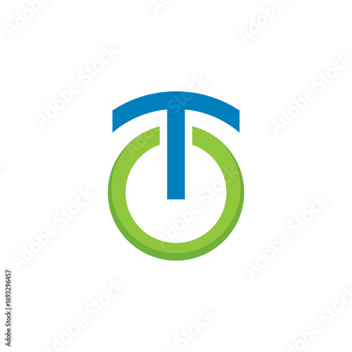 t and o letter logo vector or t letter combined with power button logo icon