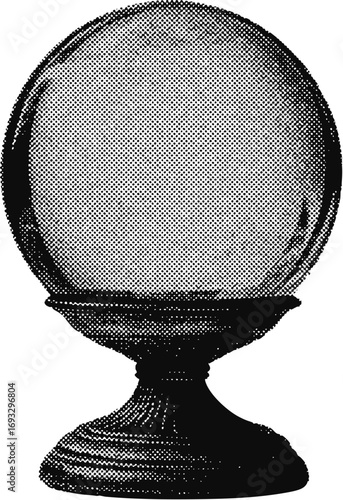 Circus fortune teller crystal ball halftone grunge vector design element