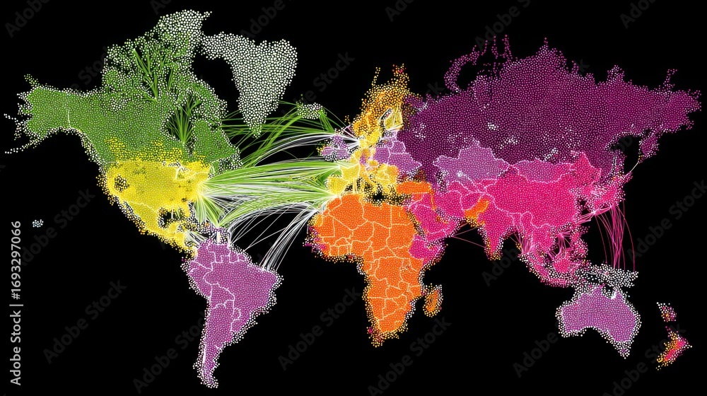 Obraz premium Global connectivity map world infographic digital aerial view data visualization
