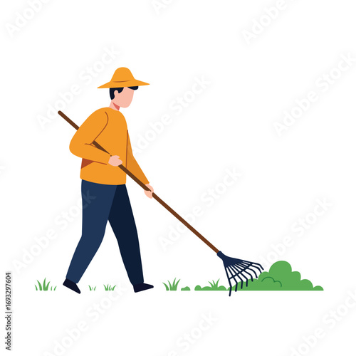 Man raking leaves