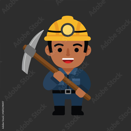 Miner cartoon with pickaxe