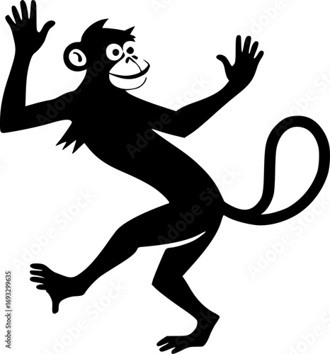Monkey dance monochrome black and white minimalist vibrant movement energy rhythm illustration graphic design art print poster tattoo inspiration