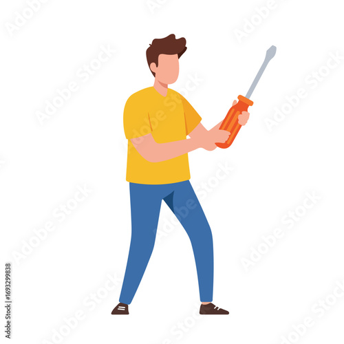 Person with screwdriver