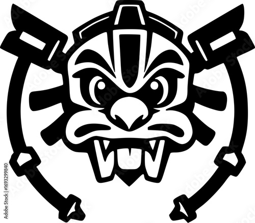 Monochrome piston mascot illustration black and white minimalist vector design logo icon branding marketing engineering automotive machinery industry design
