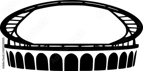 Monochrome stadium illustration minimalist modern sports arena vector graphic design artwork black and white lineart architecture landscape