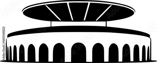 Stunning monochrome black and white stadium illustration with modern architecture sport event arena design for posters prints wall art decorations themes concepts and graphic projects
