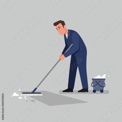 Man mopping floor