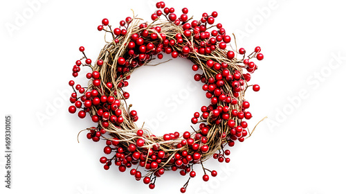 Christmas decorations on white background with ornaments, snowflakes, and festive elements. Perfect for holiday wallpaper, backgrounds, or seasonal designs.