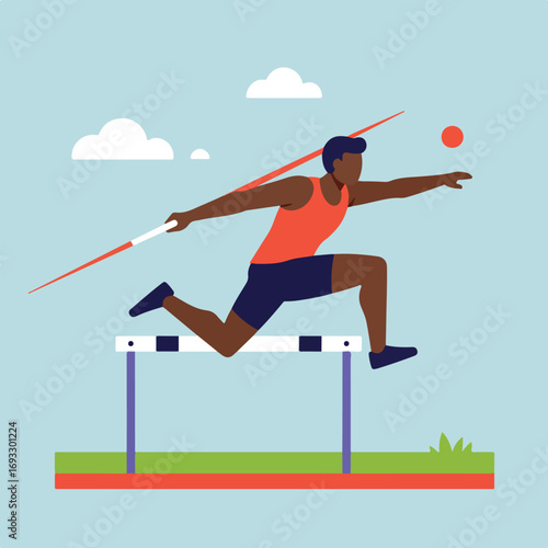 Hurdler with Javelin