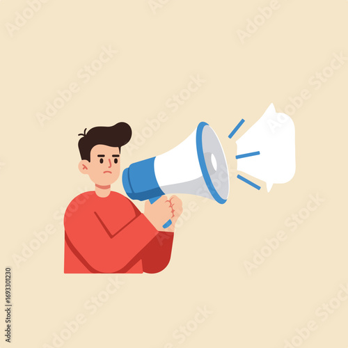 Man with megaphone
