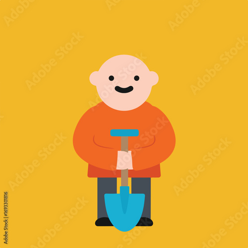 Cartoon person holding shovel
