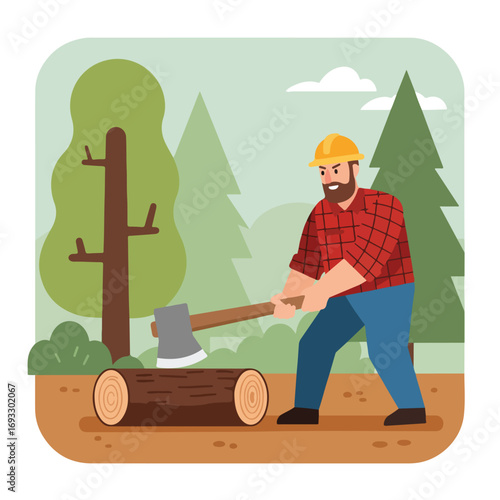 Lumberjack chopping wood