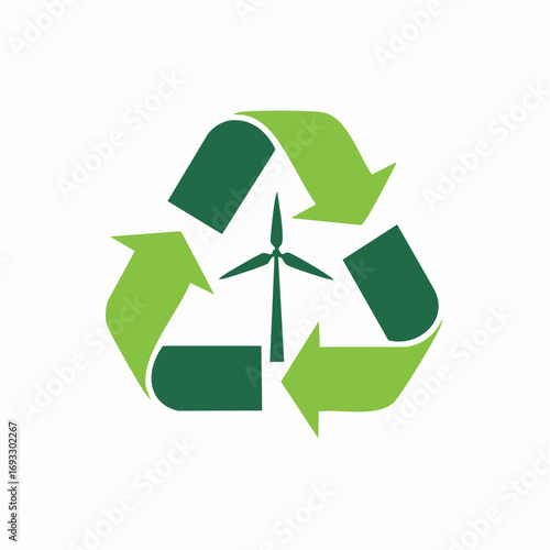 A vector illustration of the green recycling symbol, a universal sign for environmental conservation and waste reuse
