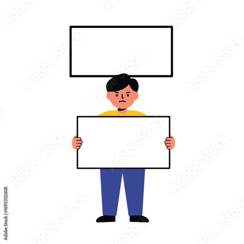 Man with signs