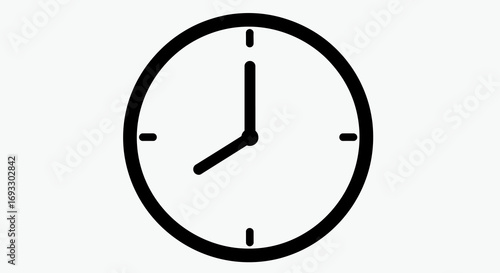 Clock icon showing eight oclock isolated on white background in vector format