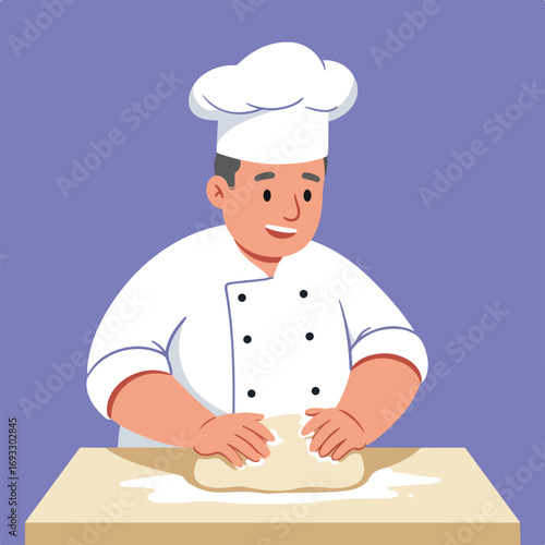 Chef kneading dough