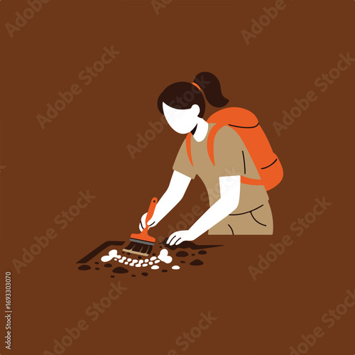 Woman brushes bones