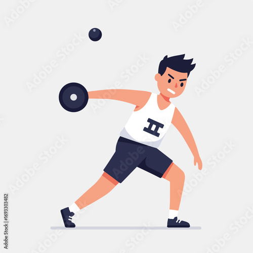 Shot put athlete throwing a ball