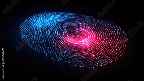 Wallpaper Mural Abstract Fingerprint, Neon Glow Torontodigital.ca