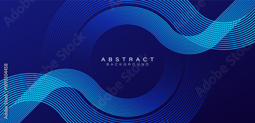 Abstract blue background with glowing lines pattern. Modern shiny blue stripes. Geometric linear design elements. Futuristic technology concept. Vector illustration