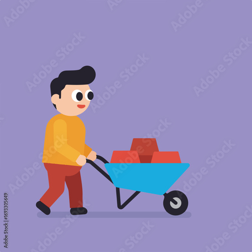 Flat design man pushing
