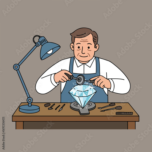 Man polishing diamond