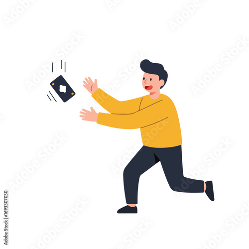 Person reaches for falling object