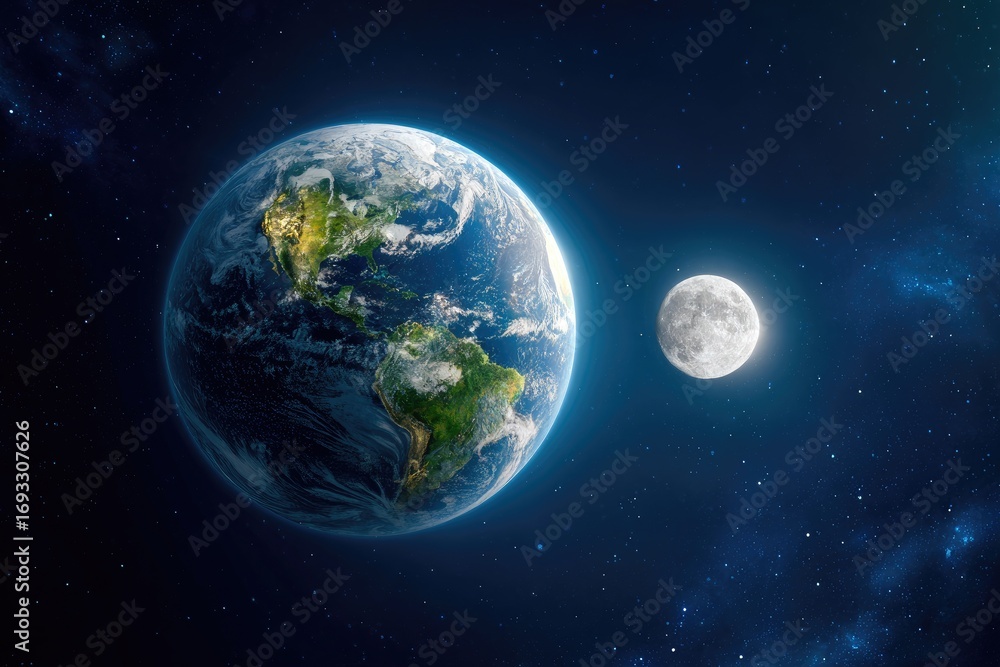 Obraz premium Earth and moon in space (1)